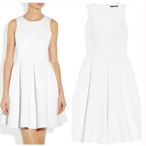 Tibi Sleeveless Fit and Flare Scuba Neoprene Dress in White,Size 8, NWT